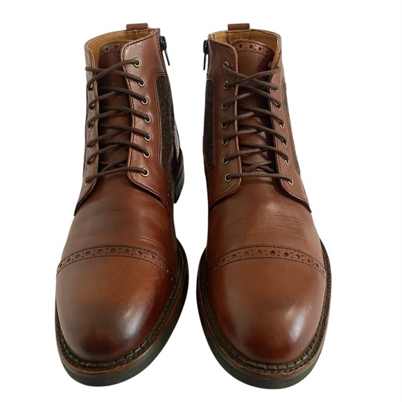 Johnston & Murphy Fullerton Leather Cap Toe Lace Up Boots Size 9 Brogue EUC - Picture 3 of 11